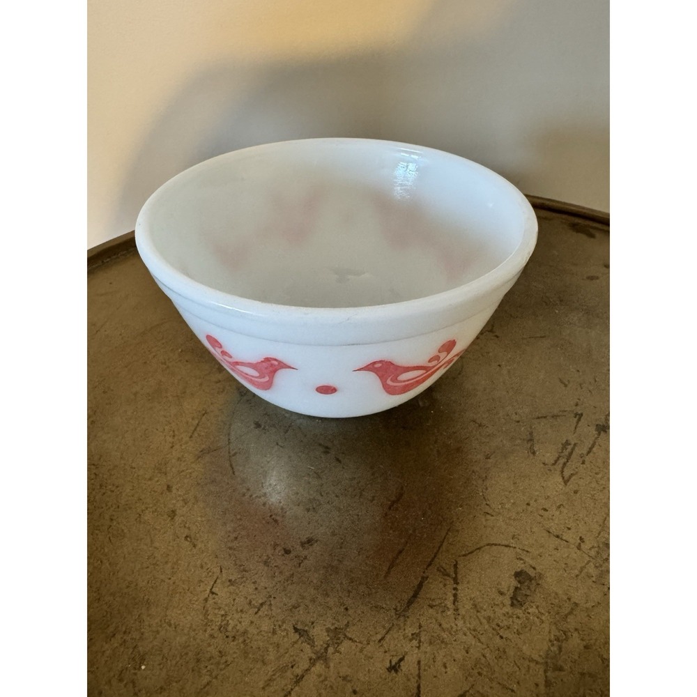 Pyrex Friendship Bird Milk Glass Mixing Bowl Flaw Faded